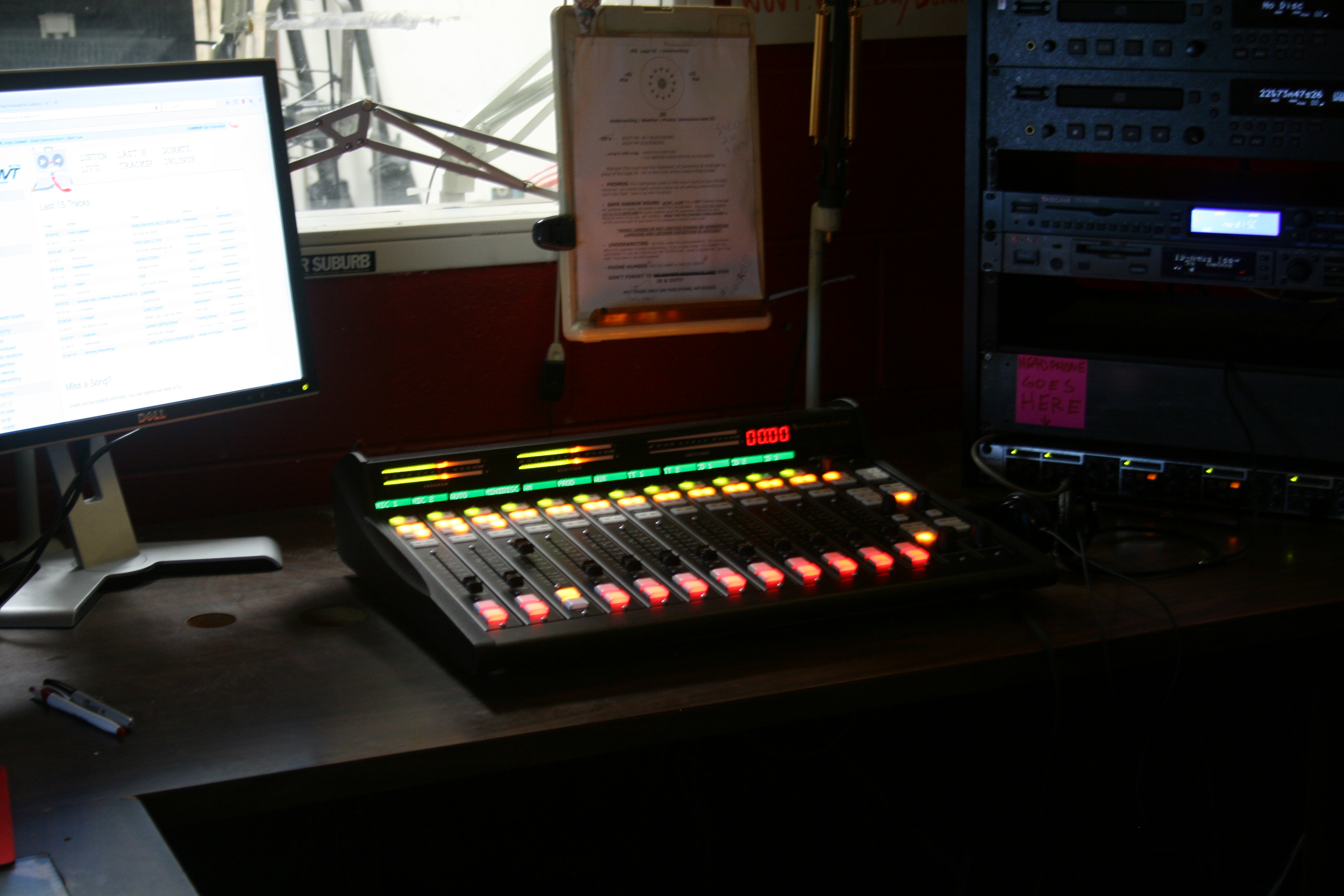 a photo of the new FM audio board in the studio
