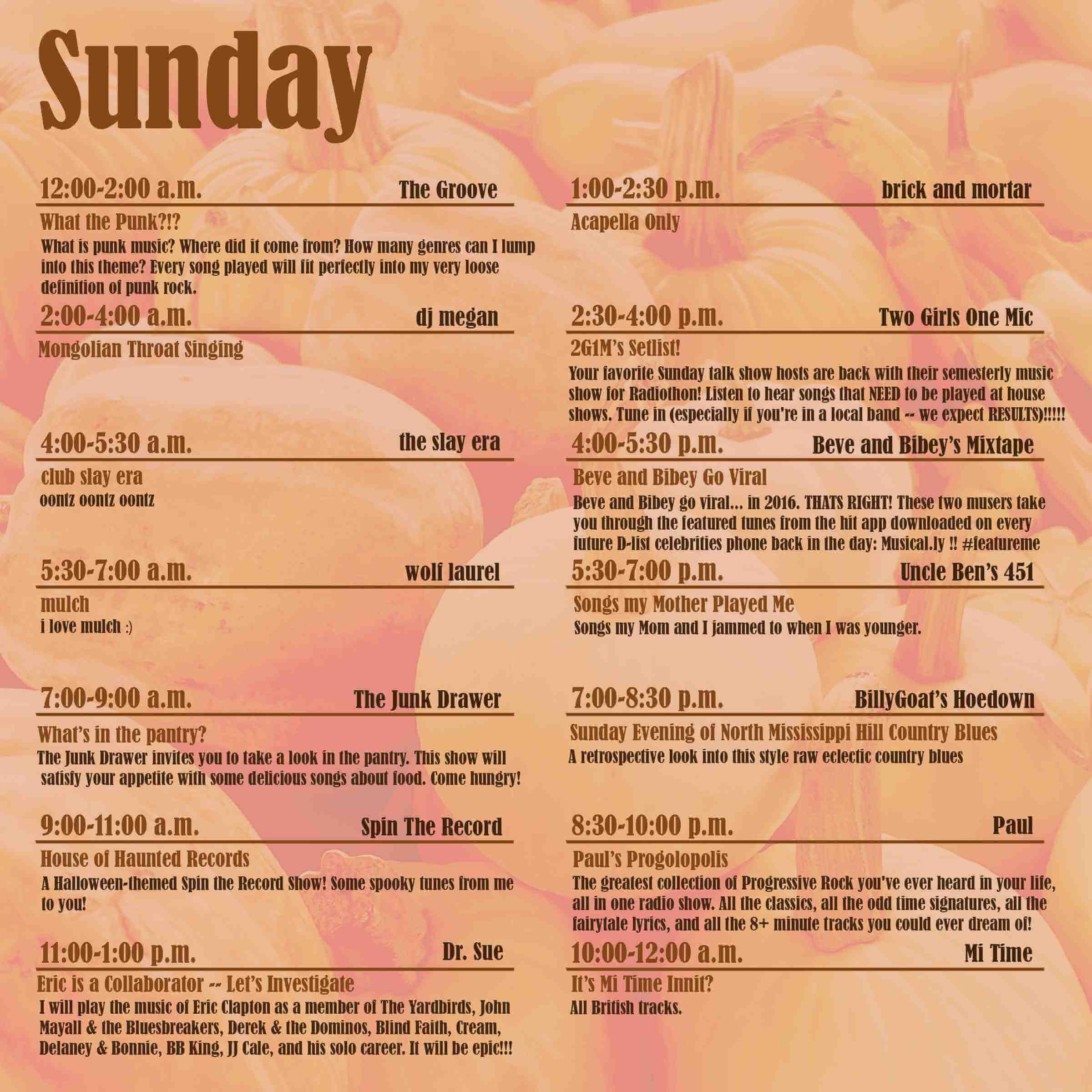 Sunday Schedule