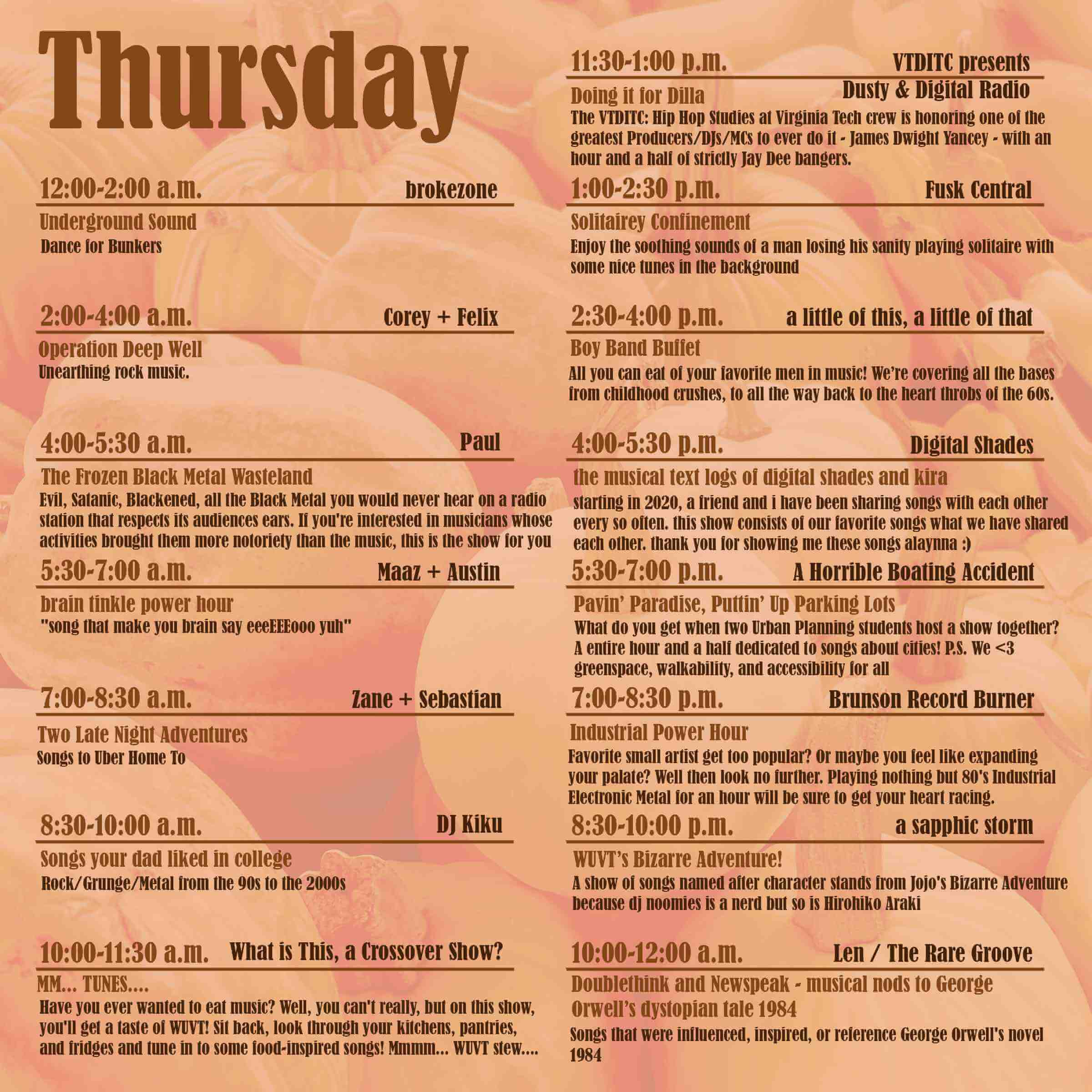 Thursday Schedule