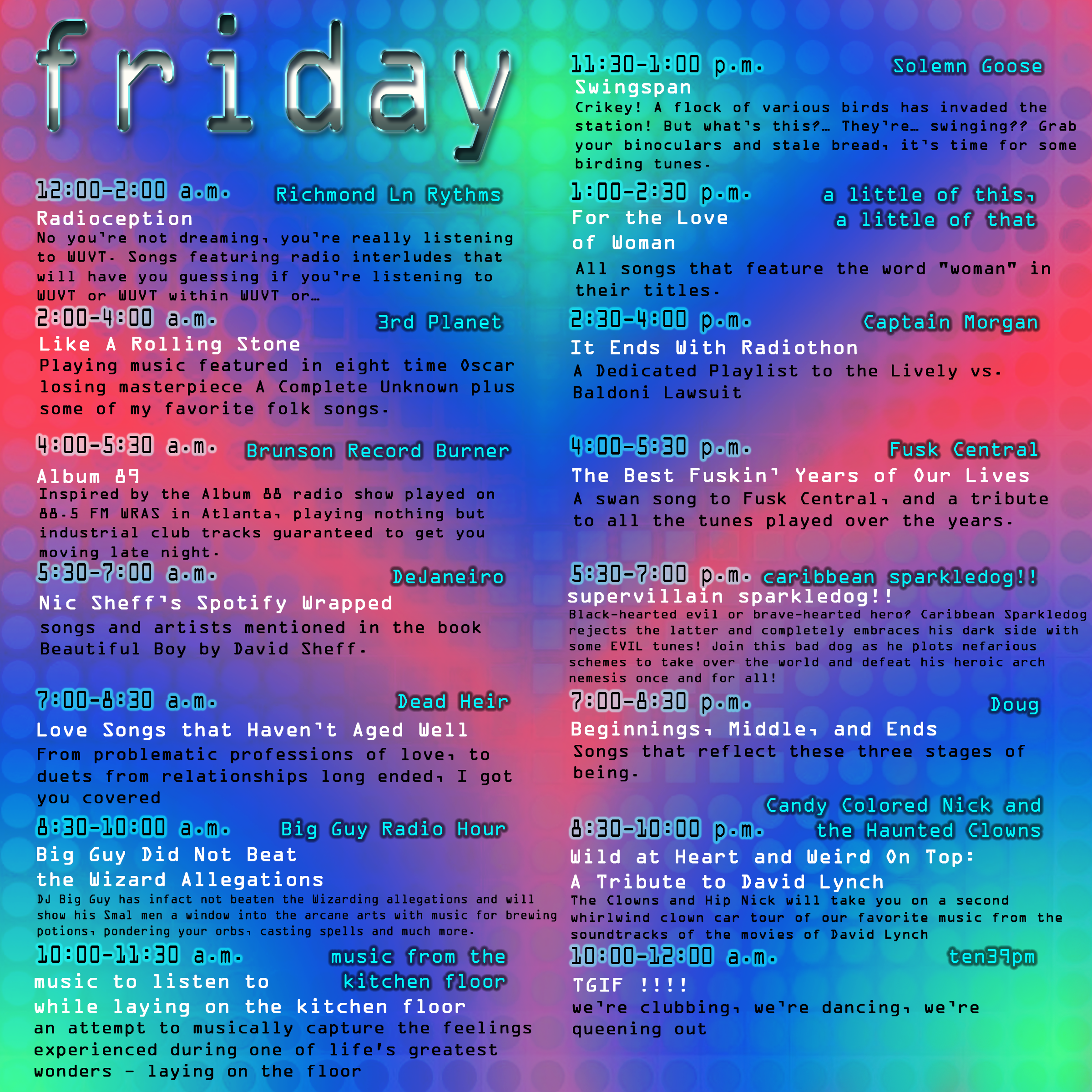 Radiothon Friday Schedule