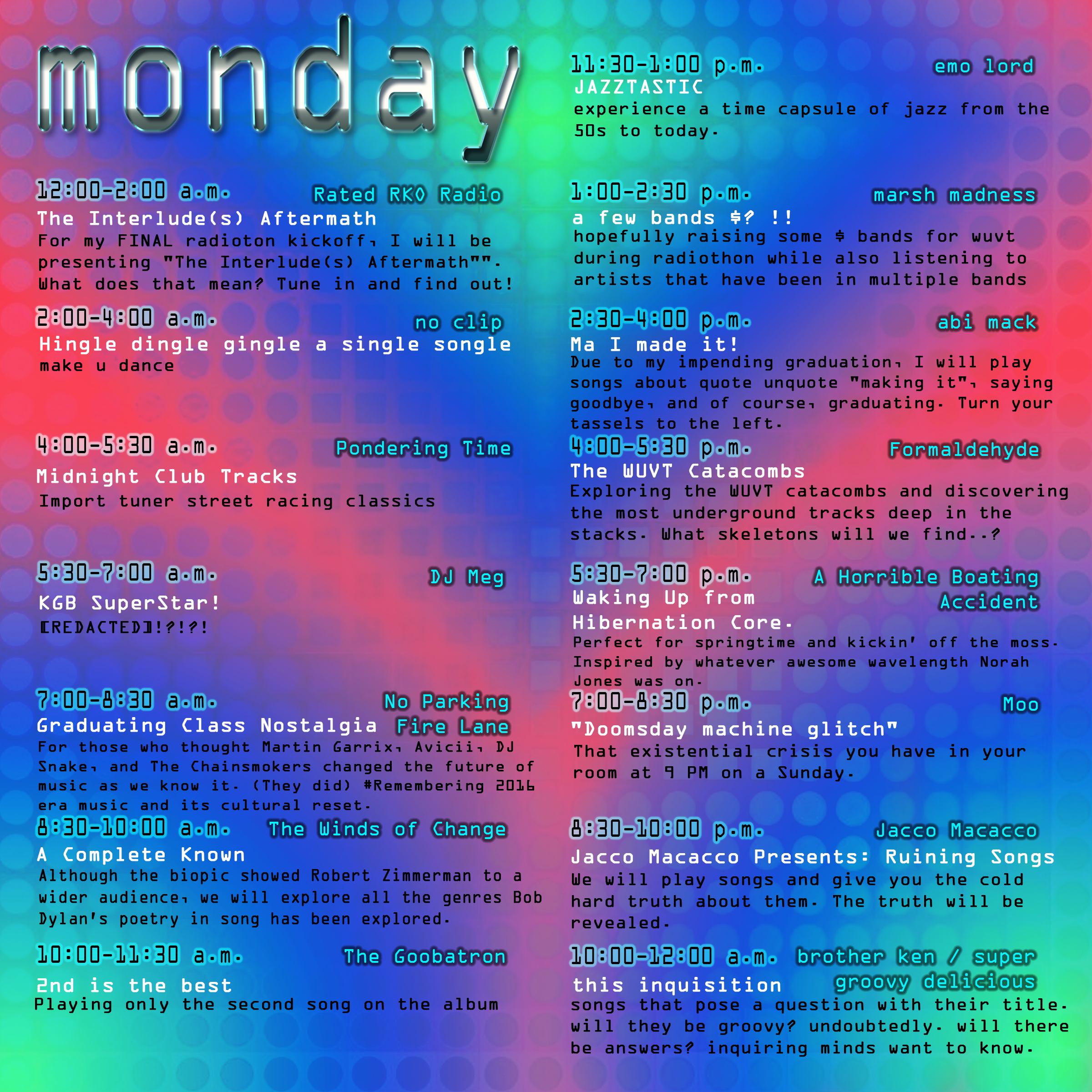 Radiothon Monday Schedule