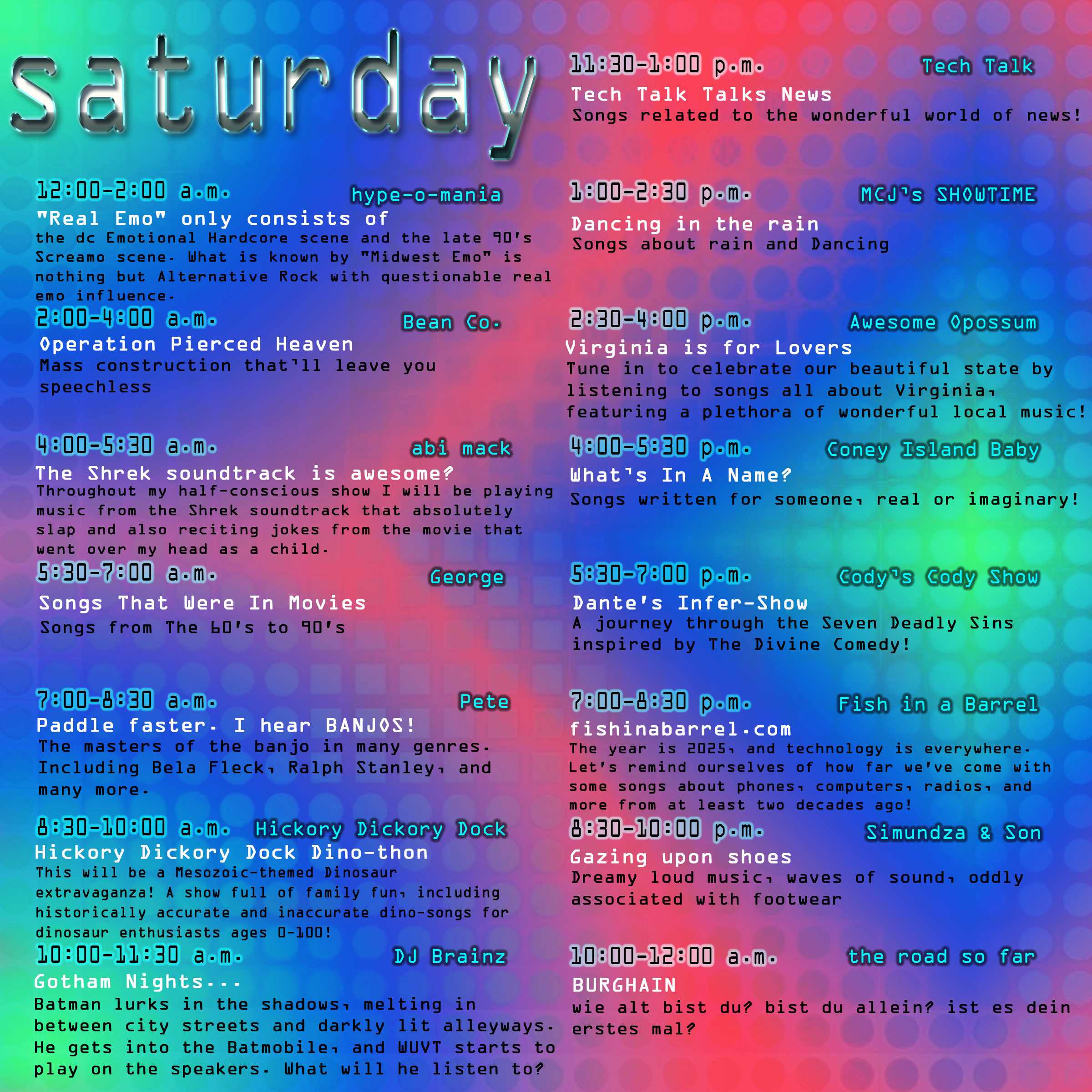 Radiothon Saturday Schedule