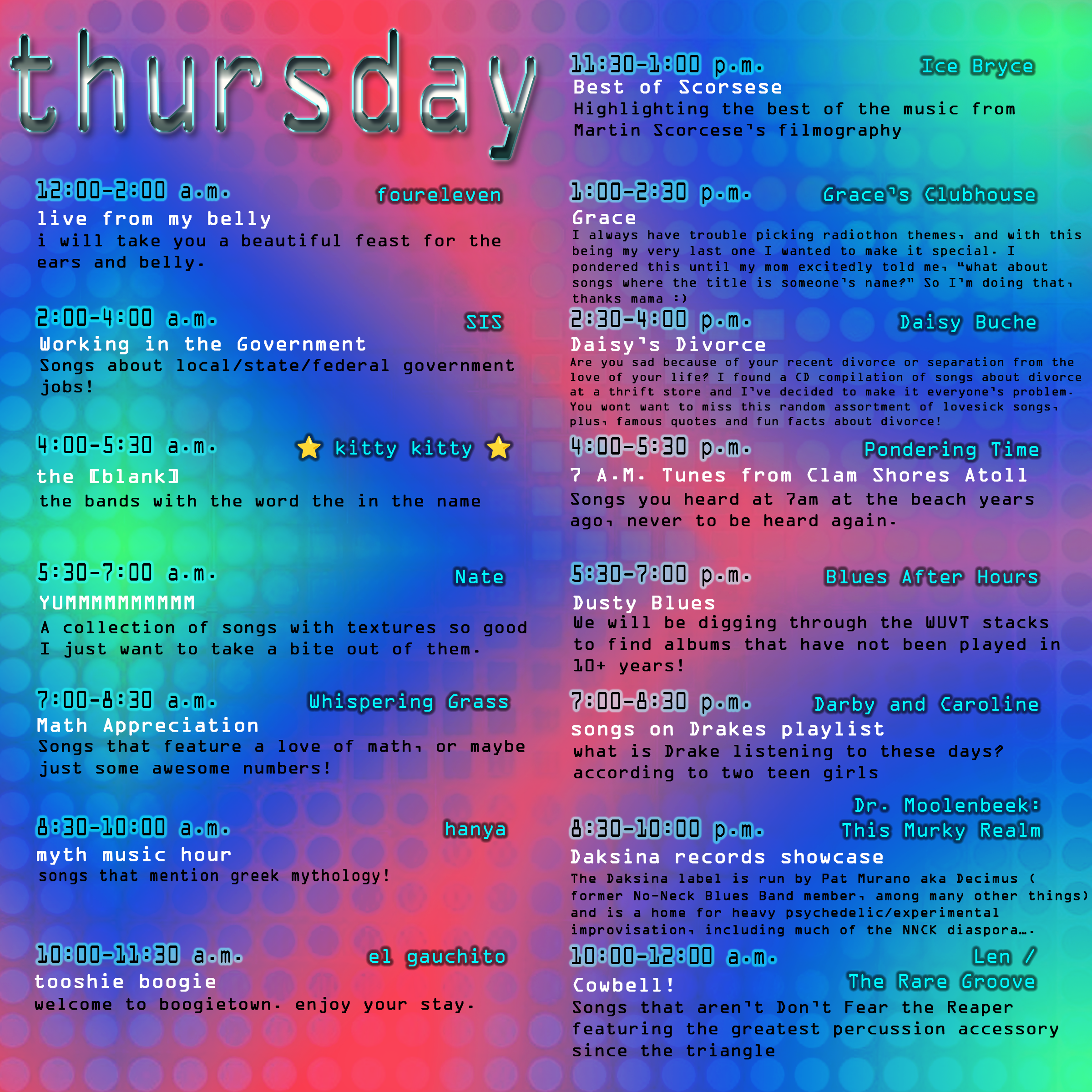 Radiothon Thursday Schedule