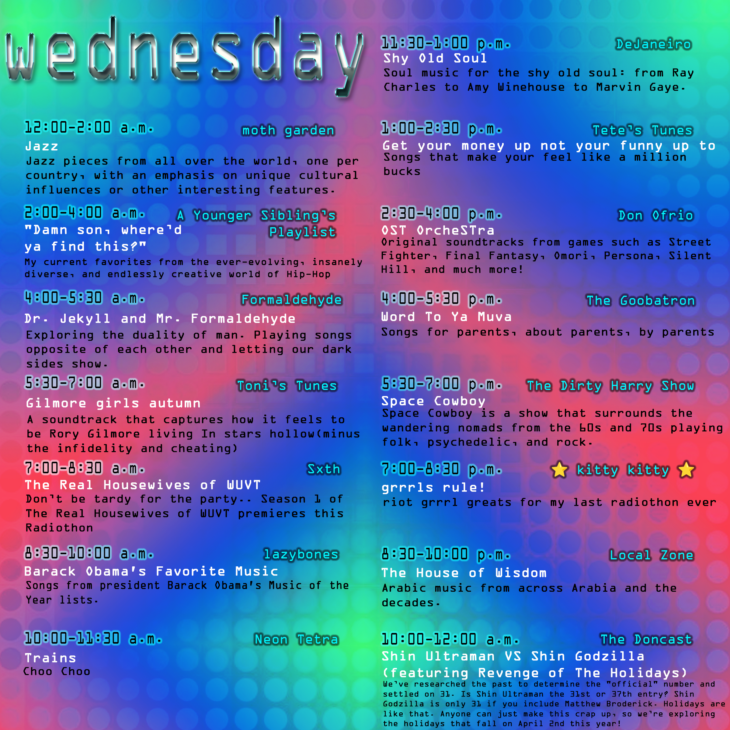 Radiothon Wednesday Schedule