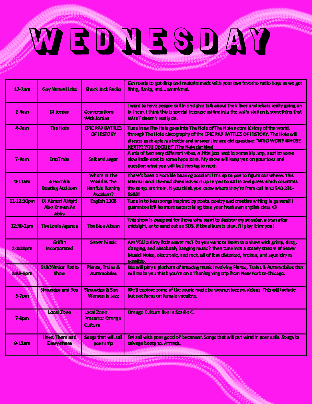 Radiothon Schedule