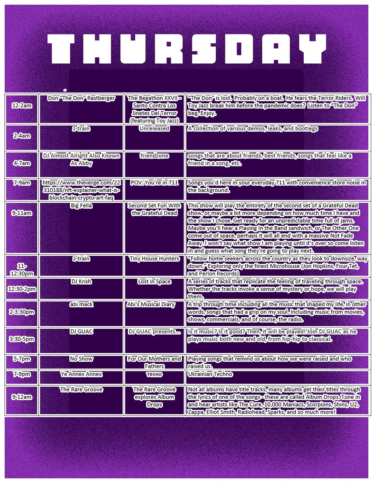 Radiothon Schedule