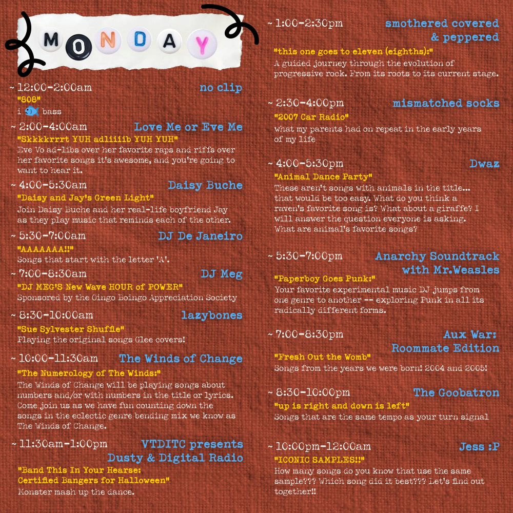 Radiothon Monday Schedule