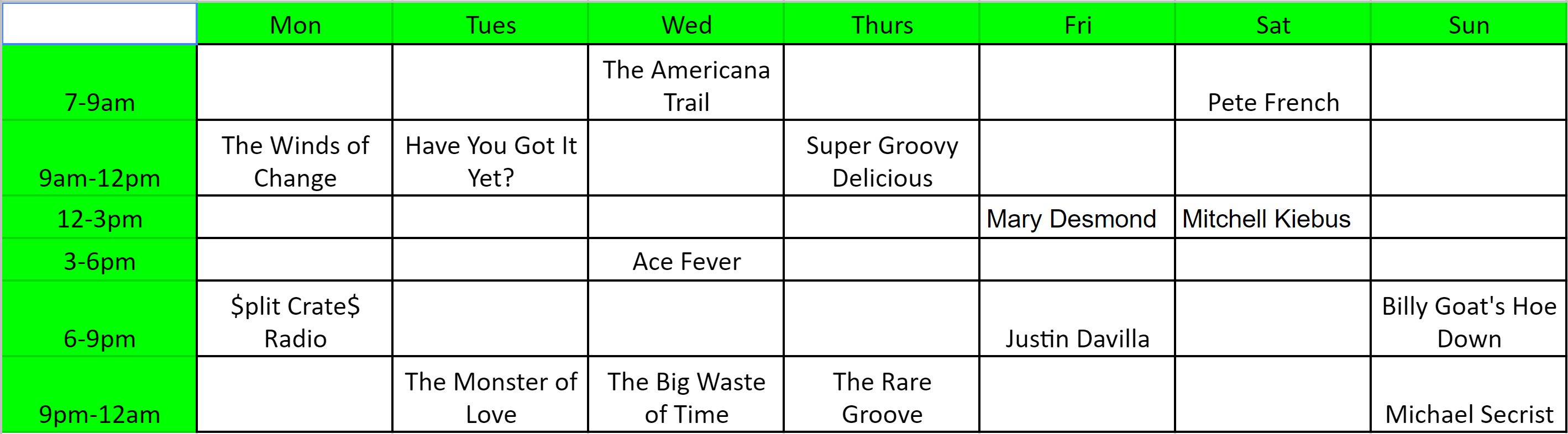 wuvt spring break schedule 2018